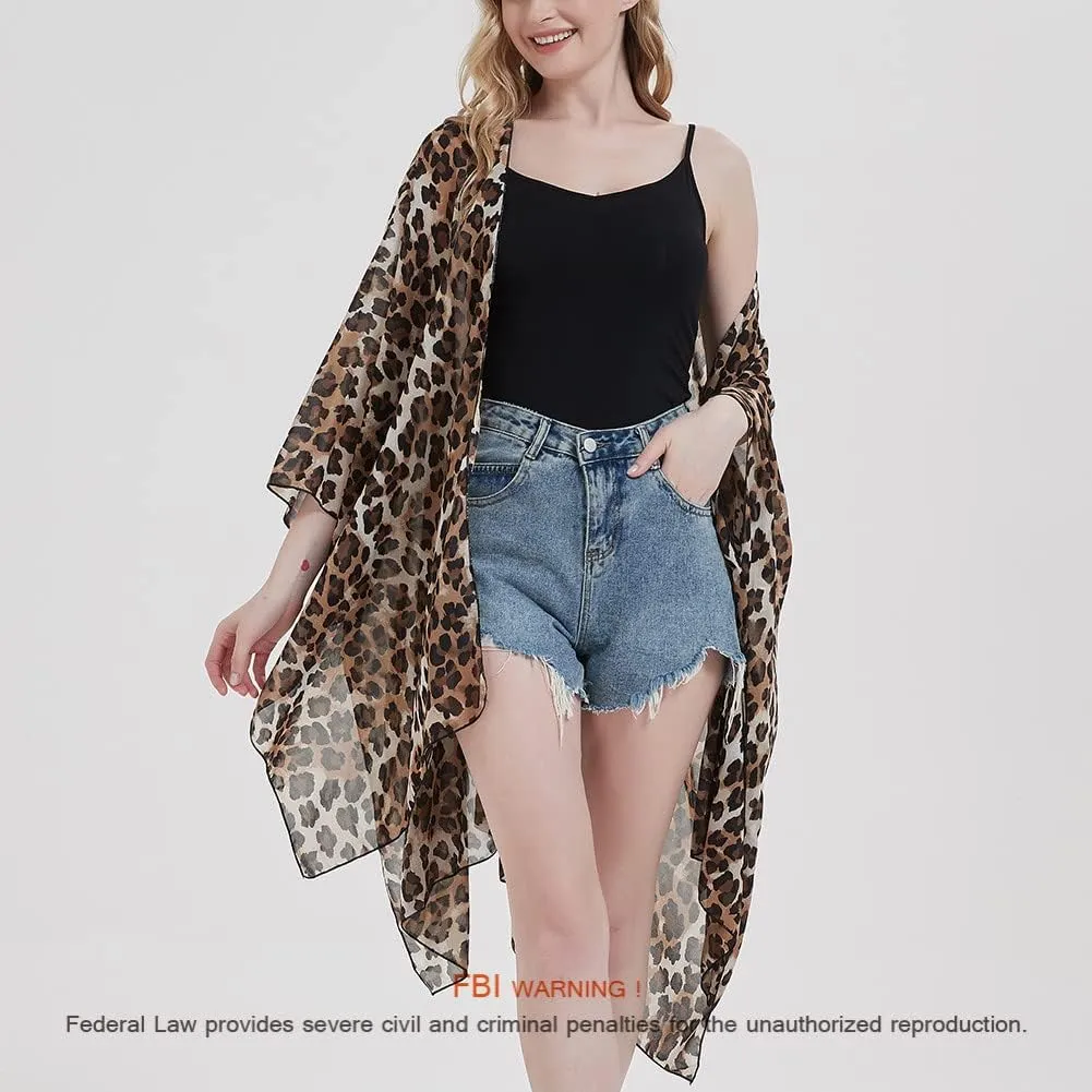Women's Bohemian Floral Chiffon Beach Cover up Swimsuit Kimono Summer Swimwear Cardigans