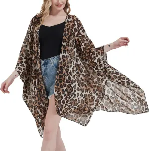 Women's Bohemian Floral Chiffon Beach Cover up Swimsuit Kimono Summer Swimwear Cardigans