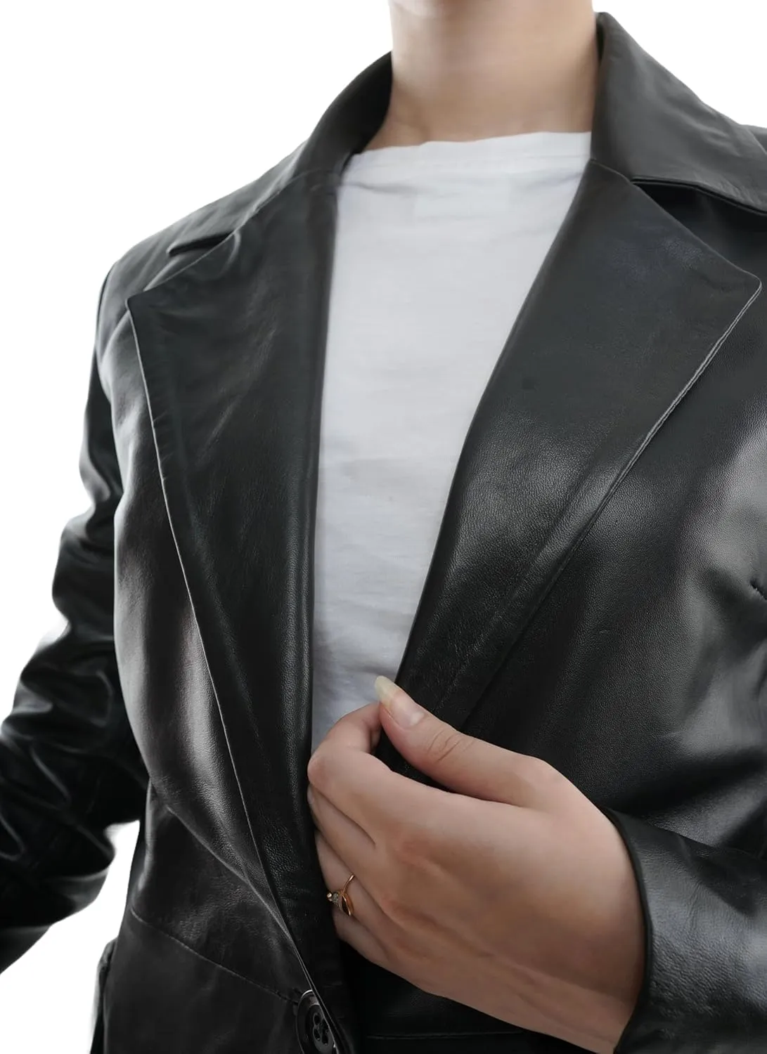 Women's Classic Suit-Style Long Sleeves Leather Blazer | Women Casual Leather Blazer | Leather Coat for Women