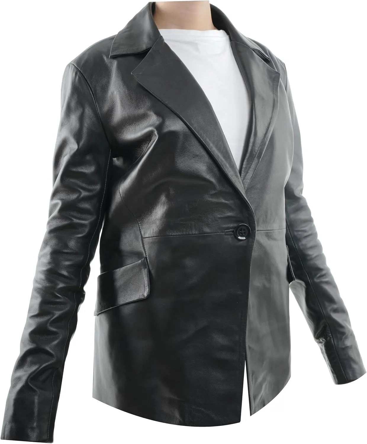 Women's Classic Suit-Style Long Sleeves Leather Blazer | Women Casual Leather Blazer | Leather Coat for Women