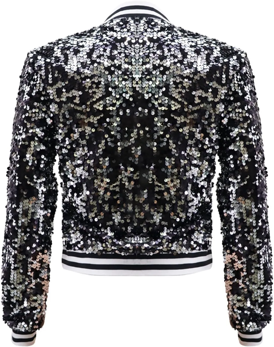 Womens Cropped Sequin Zip Up Jacket Sparkle Crewneck Loose Long Sleeve Casual Blazer Bomber Blouse Tops Winter Outfits