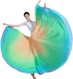 Women's Fairy Lyrical Dance Skirt 720 Gradient Color Swing Maxi Skirt Ballet Modern Dance Costume for Performance