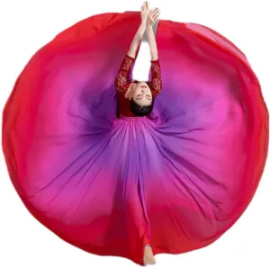 Women's Fairy Lyrical Dance Skirt 720 Gradient Color Swing Maxi Skirt Ballet Modern Dance Costume for Performance