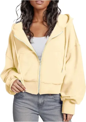 Women's Fashion Hoodie Full Zipper Short Sweatshirt Casual Comfort Gym Top Winter Long Trench Coats for Women