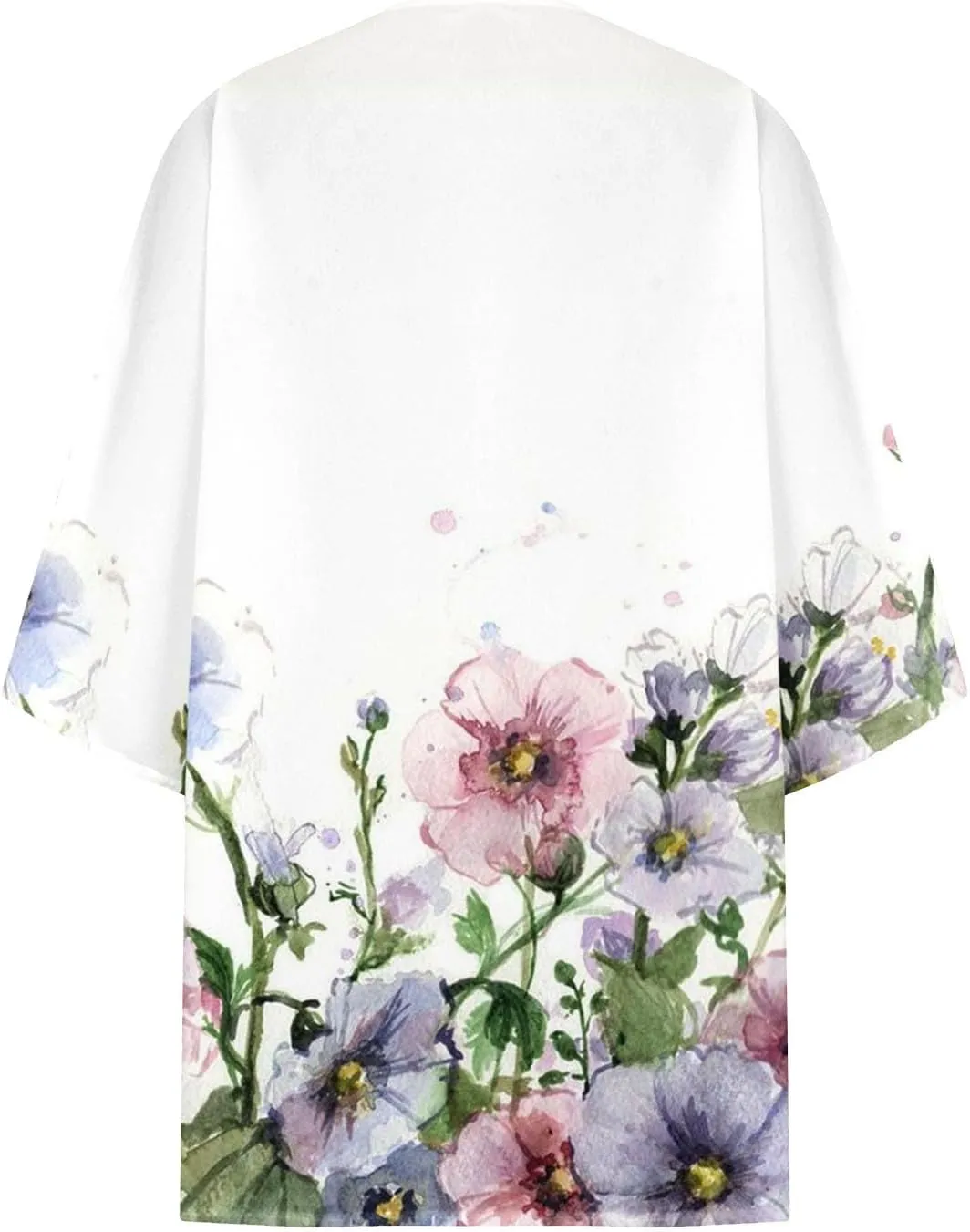 Women's Floral Print Puff Sleeve Kimono Cardigan Loose Cover Ups Casual Tops 2025 Trendy Lightweight Resort Wear