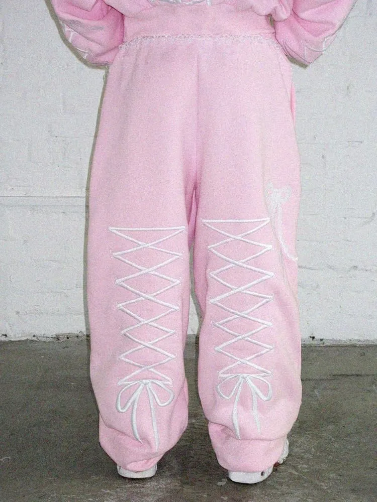 Women's Girl's Hoodie Bow Tie Embroidery Oversized Graphic Y2k Spring Trendy Pink Hoodies