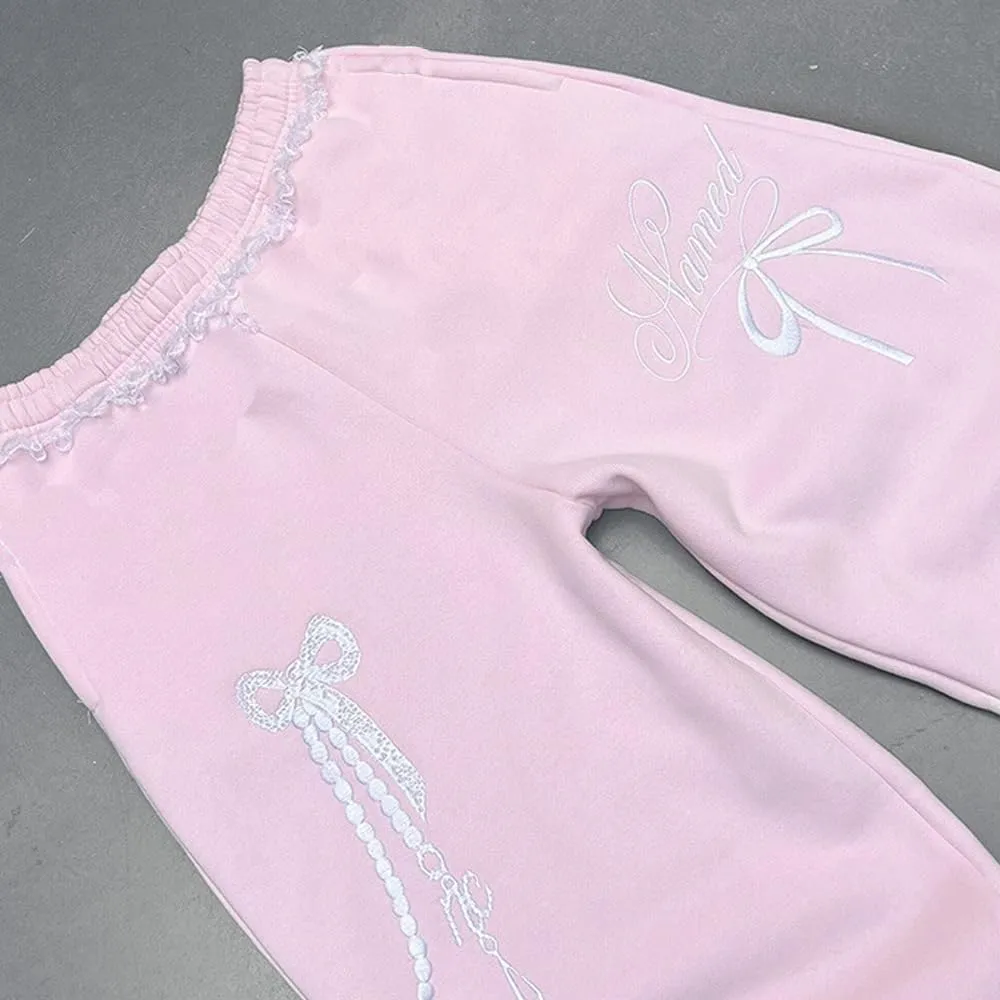 Women's Girl's Hoodie Bow Tie Embroidery Oversized Graphic Y2k Spring Trendy Pink Hoodies