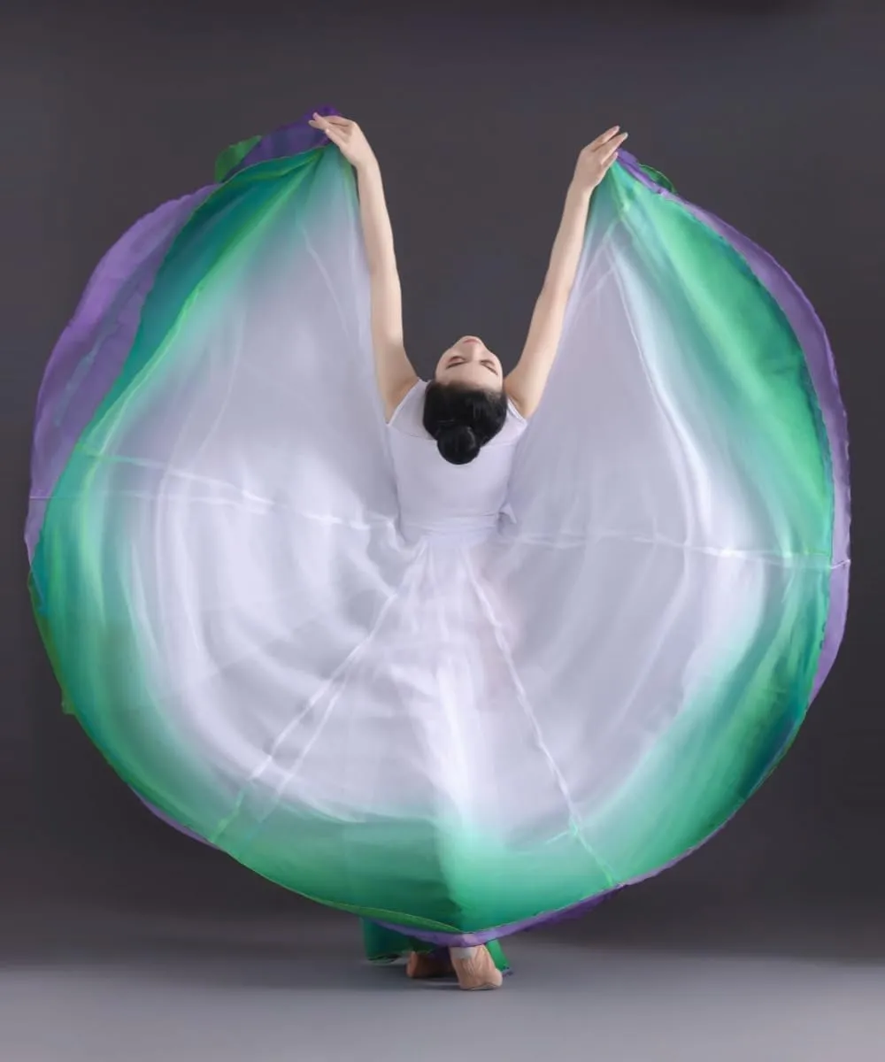Women's Gradient Fairy Lyrical Dance Skirt 720 Double-Sided Long Swing Maxi Skirt Ballet Modern Dance Costumes