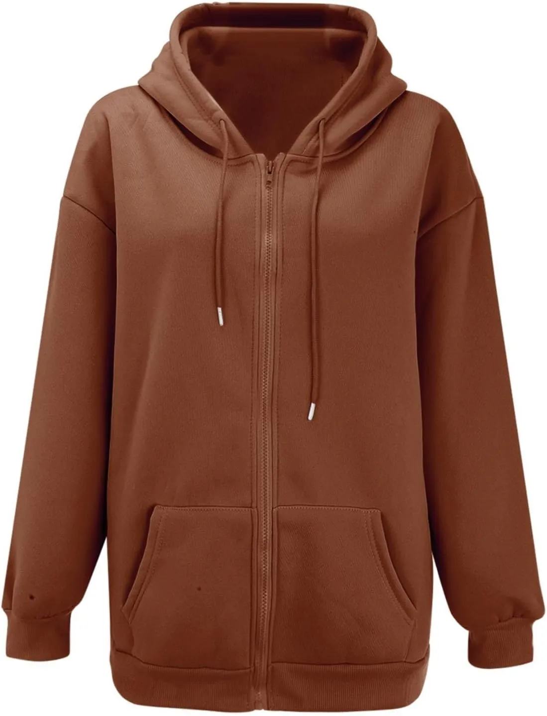 Womens Hoodie Y2K Zip Up Long Sleeve Oversized Sweatshirts Fleece Workout Jacket Pockets 2024 Fall Outfits Trendy Tops