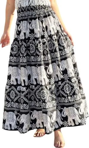 Women's Maxi Long Skirts, High Waisted Lightweight Silky Soft Flowy Ruffle Cute Trendy Boho Hippie, One Size Fits All