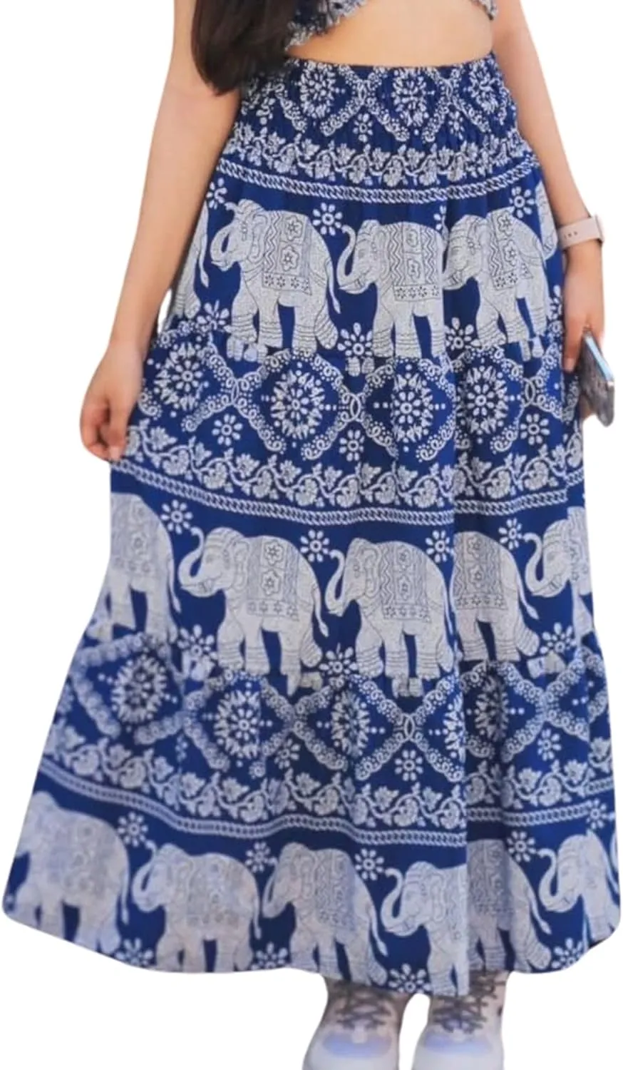 Women's Maxi Long Skirts, High Waisted Lightweight Silky Soft Flowy Ruffle Cute Trendy Boho Hippie, One Size Fits All