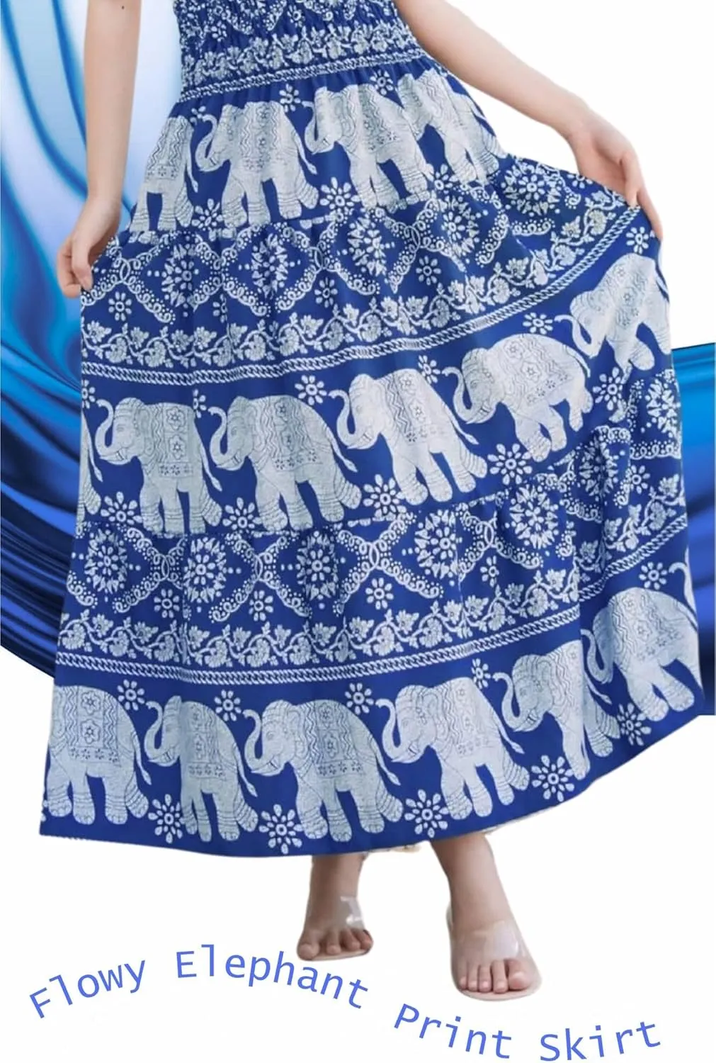 Women's Maxi Long Skirts, High Waisted Lightweight Silky Soft Flowy Ruffle Cute Trendy Boho Hippie, One Size Fits All