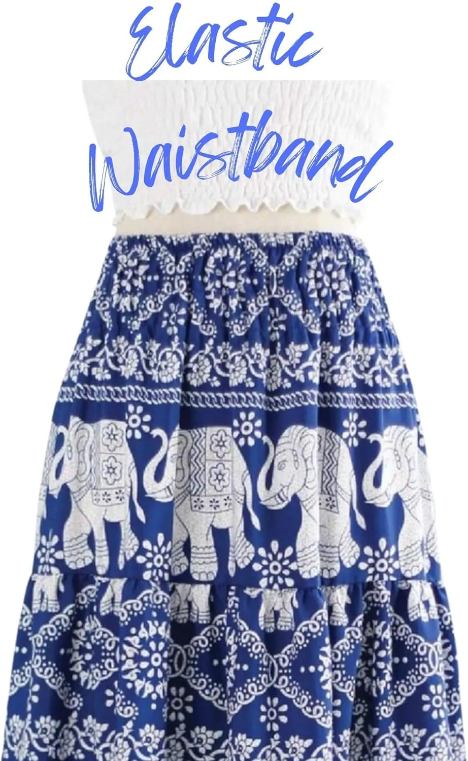 Women's Maxi Long Skirts, High Waisted Lightweight Silky Soft Flowy Ruffle Cute Trendy Boho Hippie, One Size Fits All