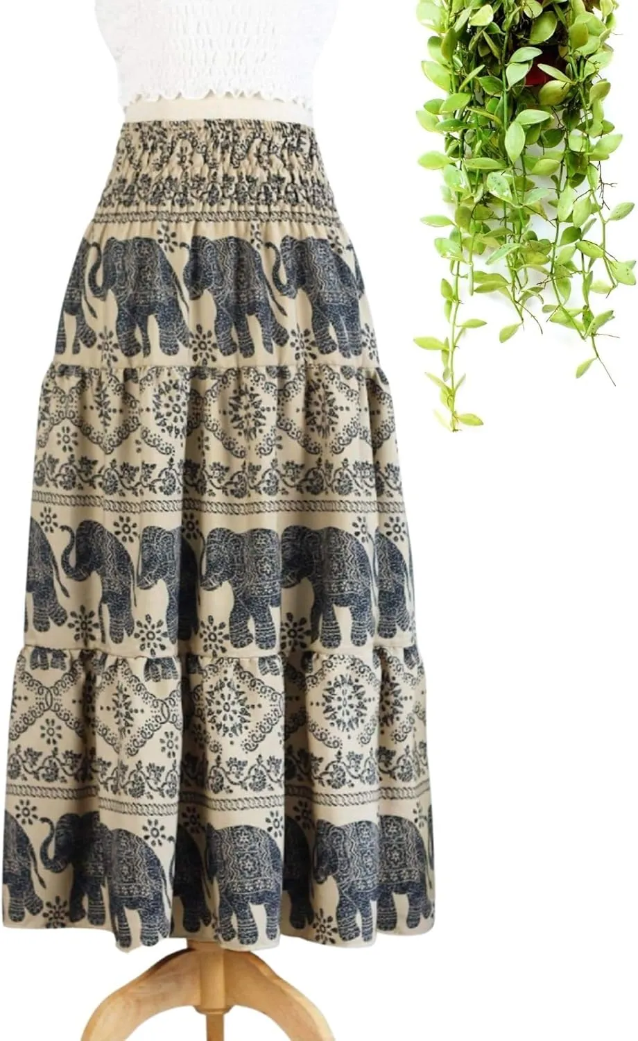 Women's Maxi Long Skirts, High Waisted Lightweight Silky Soft Flowy Ruffle Cute Trendy Boho Hippie, One Size Fits All