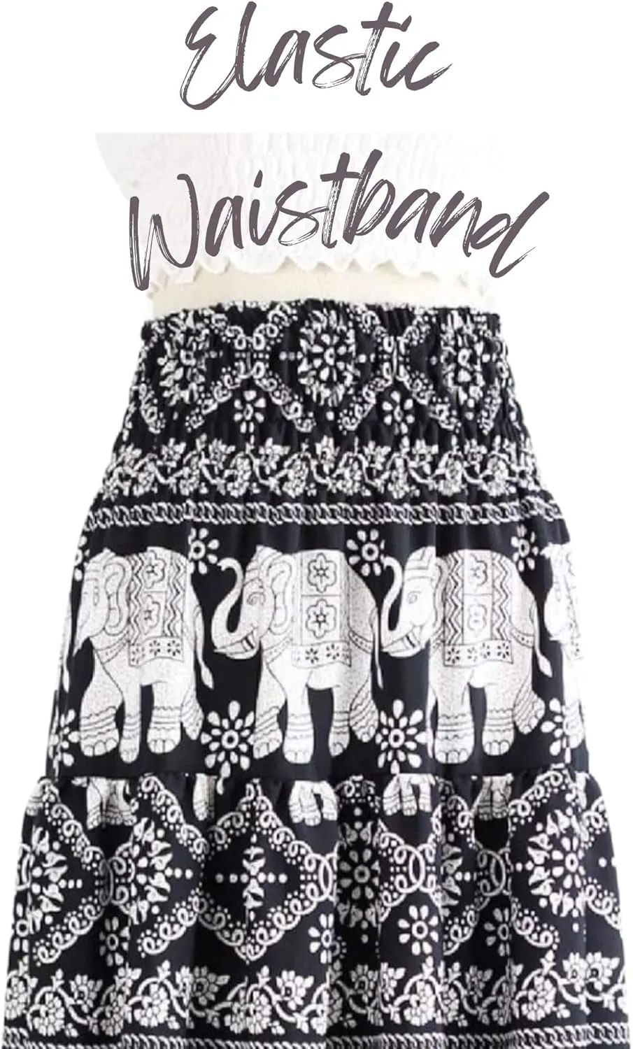 Women's Maxi Long Skirts, High Waisted Lightweight Silky Soft Flowy Ruffle Cute Trendy Boho Hippie, One Size Fits All