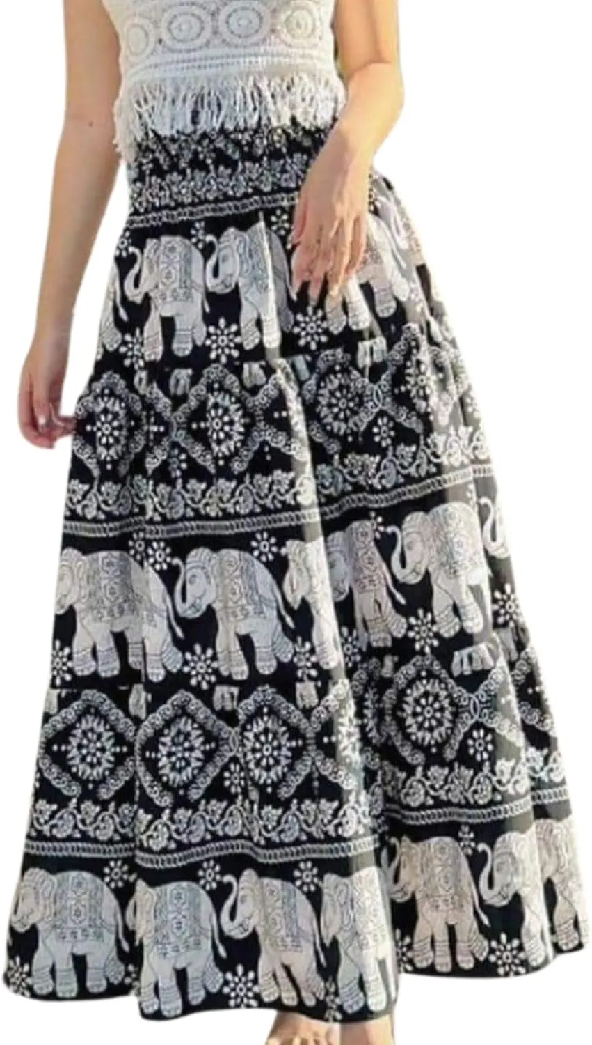 Women's Maxi Long Skirts, High Waisted Lightweight Silky Soft Flowy Ruffle Cute Trendy Boho Hippie, One Size Fits All