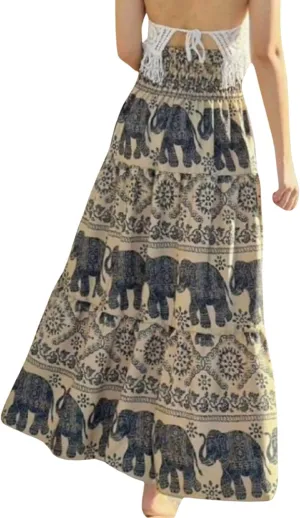 Women's Maxi Long Skirts, High Waisted Lightweight Silky Soft Flowy Ruffle Cute Trendy Boho Hippie, One Size Fits All