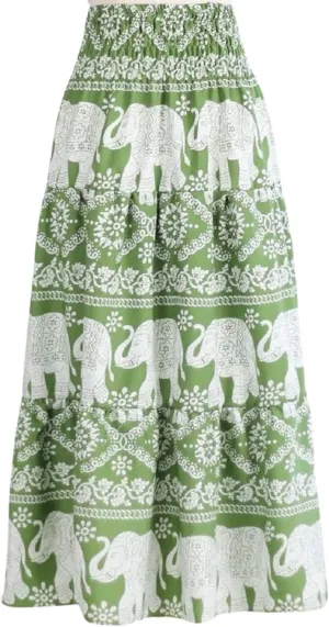 Women's Maxi Long Skirts, High Waisted Lightweight Silky Soft Flowy Ruffle Cute Trendy Boho Hippie, One Size Fits All