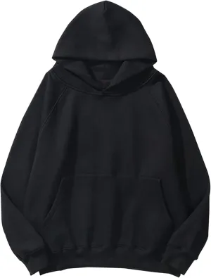 Womens Oversized Hoodies Sweatshirt Basic Solid Long Raglan Sleeves Loose Fleece Hooded Pullover With Kangaroo Pocket