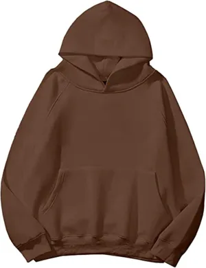 Womens Oversized Hoodies Sweatshirt Basic Solid Long Raglan Sleeves Loose Fleece Hooded Pullover With Kangaroo Pocket