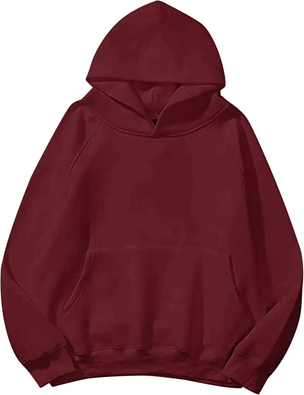 Womens Oversized Hoodies Sweatshirt Basic Solid Long Raglan Sleeves Loose Fleece Hooded Pullover With Kangaroo Pocket