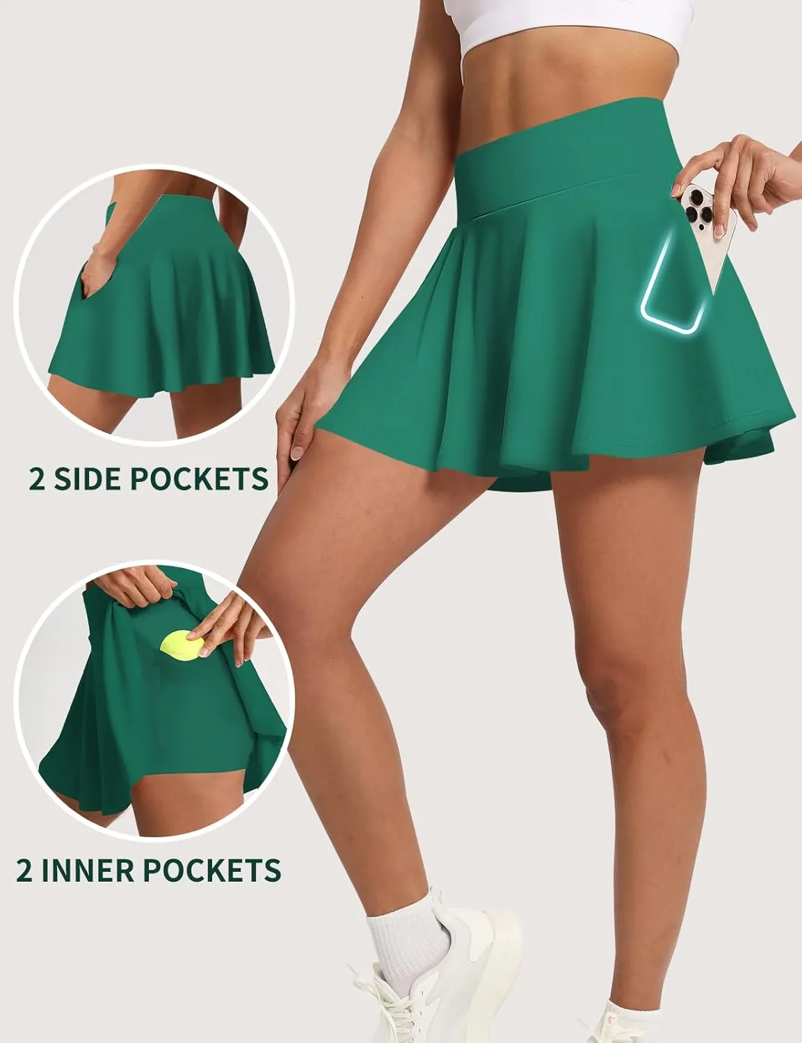 Women's Pleated Tennis Skirt Golf Skorts for Woman High Waisted Tummy Control with Shorts Pockets