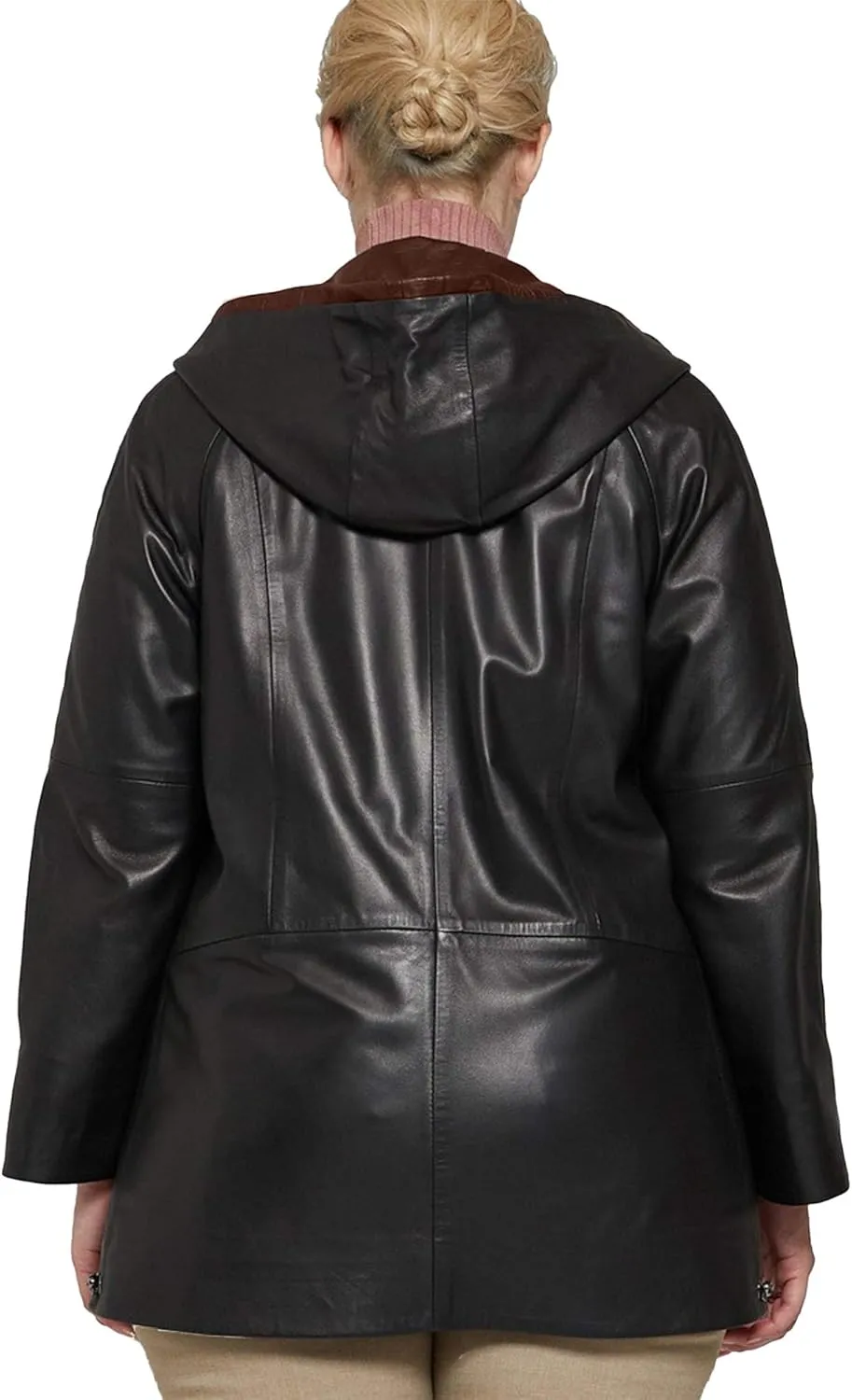 Womens Plus Size Soft Leather Jacket With Hoodie  Many Colors Real Sheepskin Hooded Leather Jacket