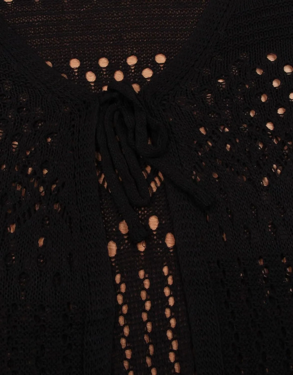Women's Tie front Summer Cardigan Short Sleeve Hollow Out Crochet Long Kimono Cover Up