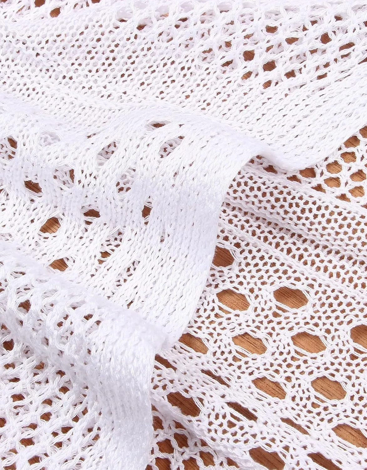 Women's Tie front Summer Cardigan Short Sleeve Hollow Out Crochet Long Kimono Cover Up