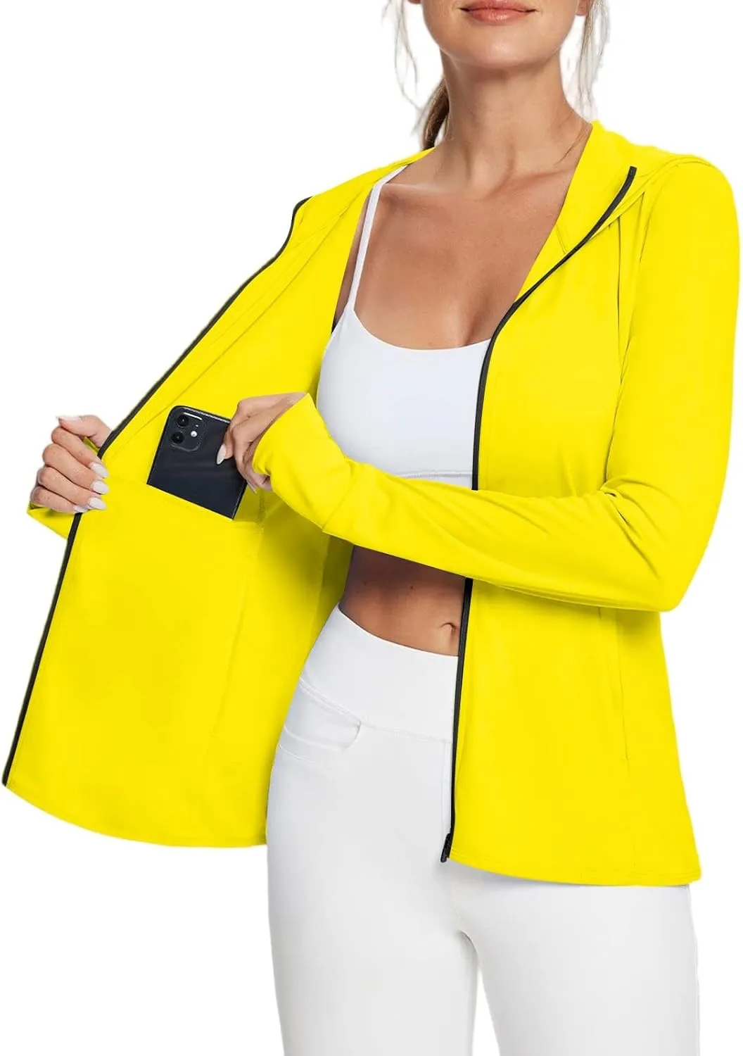 Women's UPF Sun Protection Shirts SPF Jacket UV Zip Up Hoodie Long Sleeve Summer Ice Silk Outdoor with Pockets