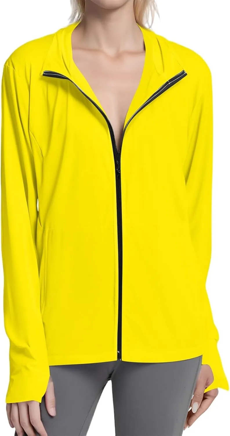 Women's UPF Sun Protection Shirts SPF Jacket UV Zip Up Hoodie Long Sleeve Summer Ice Silk Outdoor with Pockets