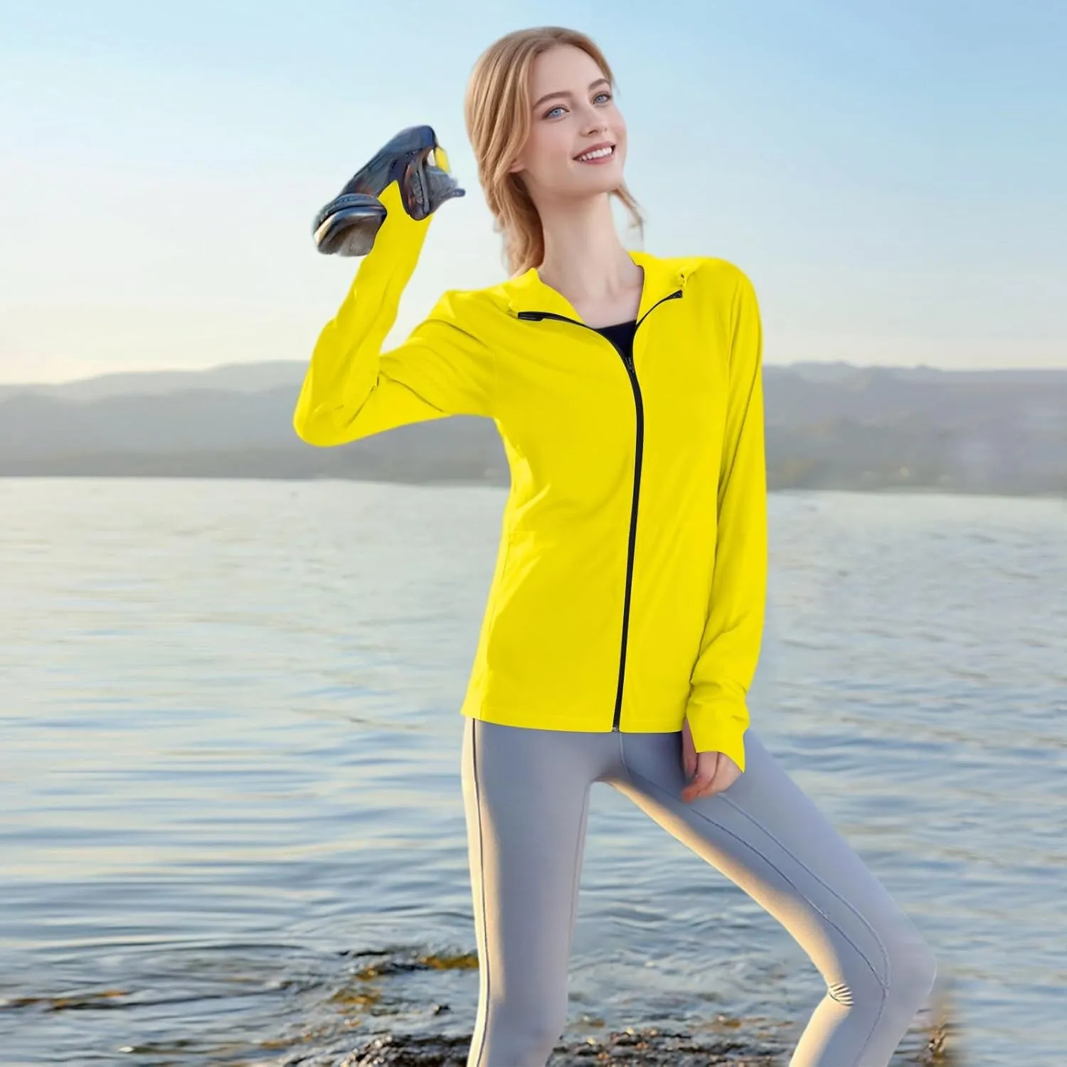 Women's UPF Sun Protection Shirts SPF Jacket UV Zip Up Hoodie Long Sleeve Summer Ice Silk Outdoor with Pockets