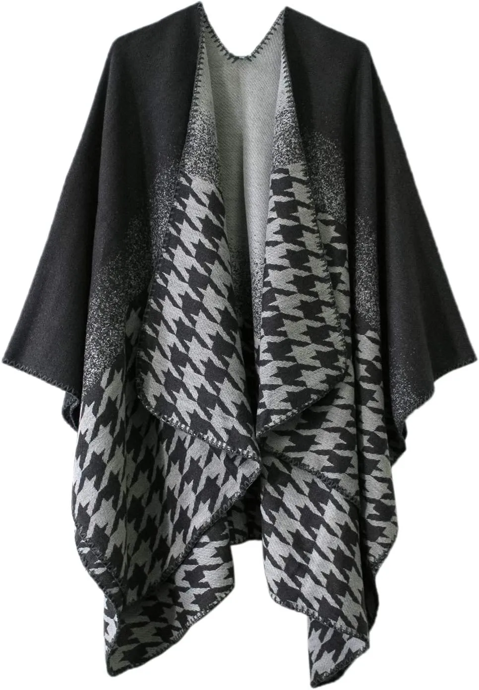 Women's Vintage Pattern Open Front Poncho Cape Shawl Winter Shawl Wraps