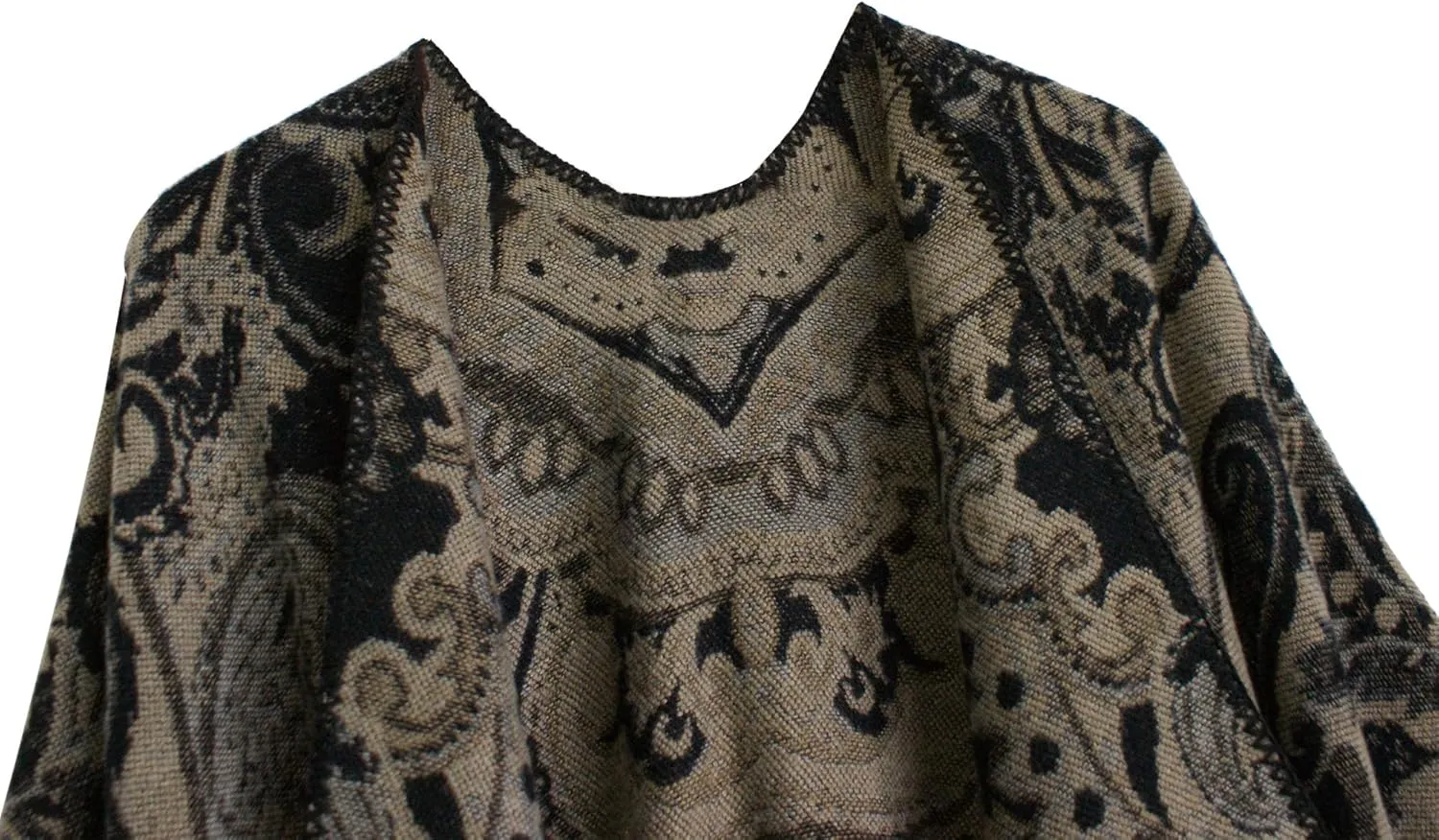 Women's Vintage Pattern Open Front Poncho Cape Shawl Winter Shawl Wraps