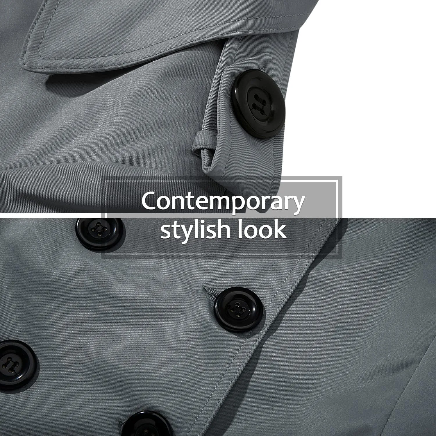 Women's Waterproof Trench Coat Double-Breasted Classic Lapel Petite Overcoat Belted Slim Outerwear Coat