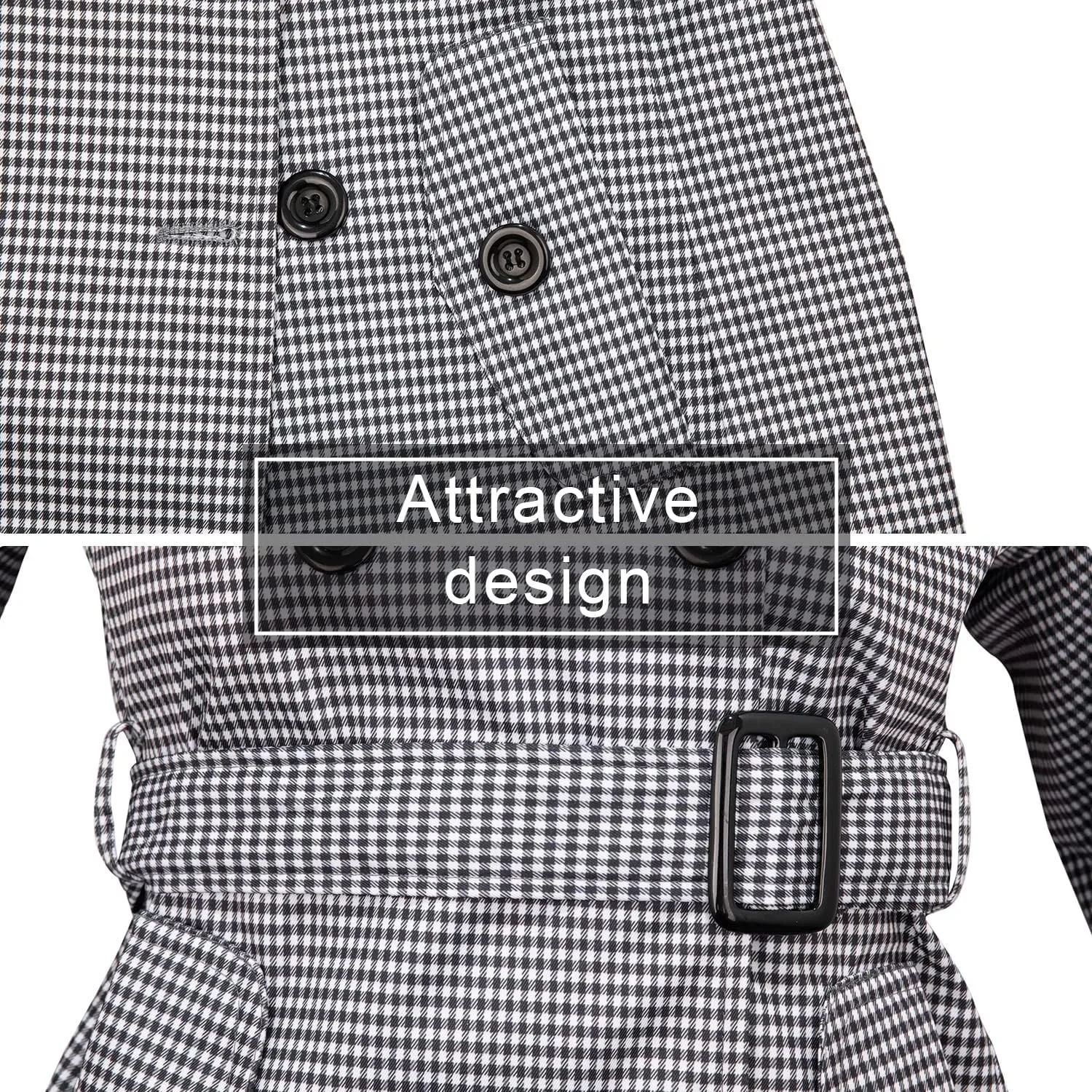 Women's Waterproof Trench Coat Double-Breasted Classic Lapel Petite Overcoat Belted Slim Outerwear Coat