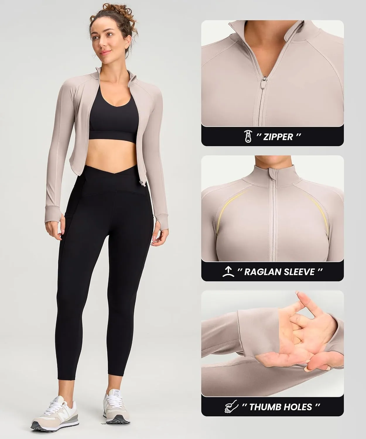 Womens Zip Up Bbl Jacket Lightweight Cropped Athletic Jacket Track Gym Workout Jackets for Running Yoga Hiking