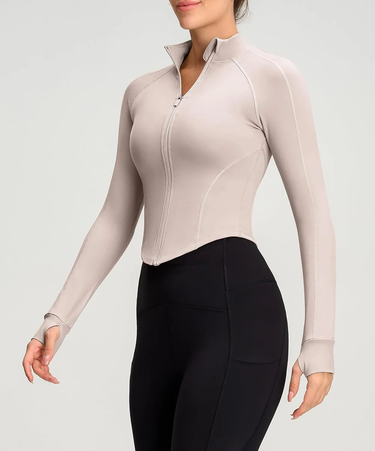 Womens Zip Up Bbl Jacket Lightweight Cropped Athletic Jacket Track Gym Workout Jackets for Running Yoga Hiking