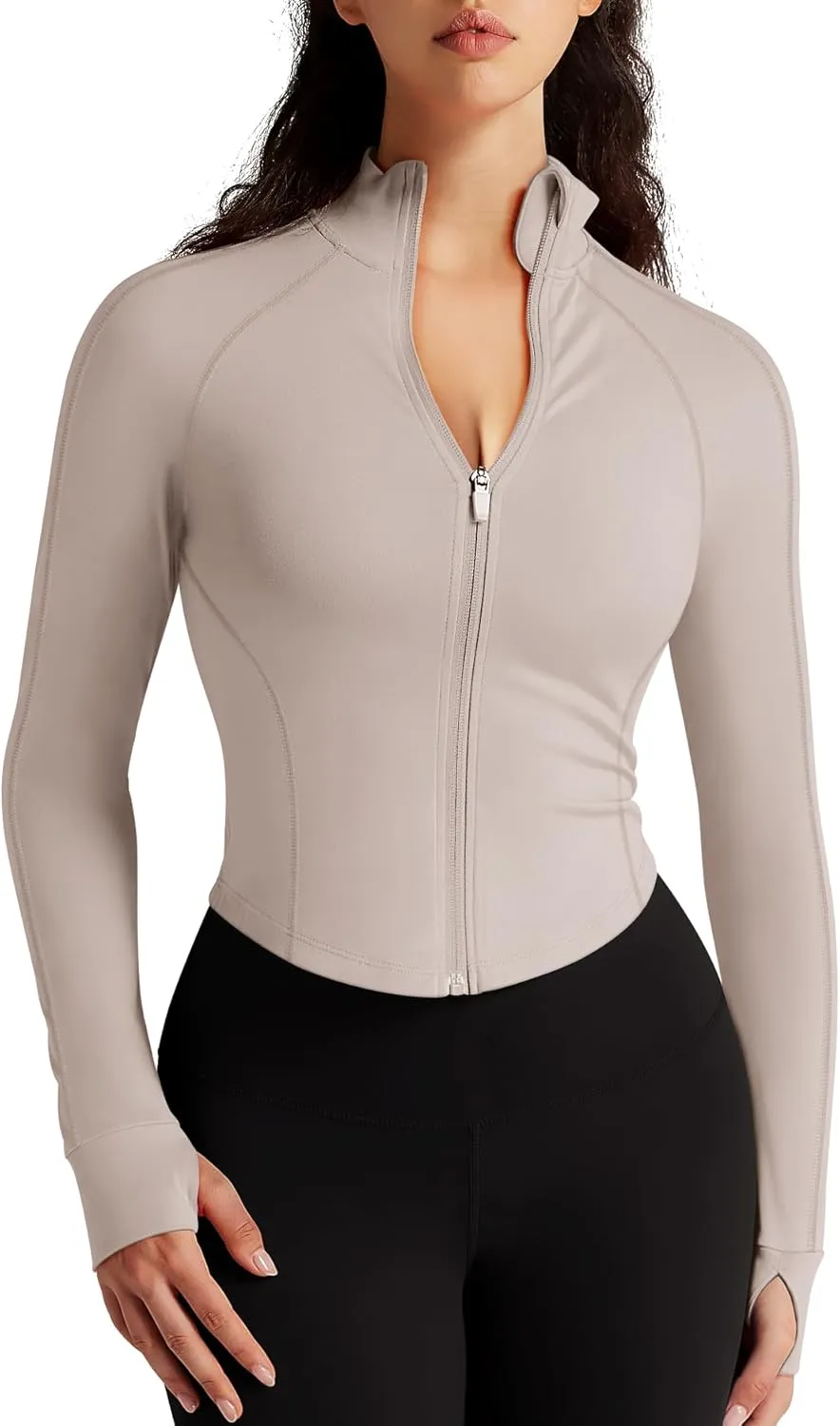 Womens Zip Up Bbl Jacket Lightweight Cropped Athletic Jacket Track Gym Workout Jackets for Running Yoga Hiking