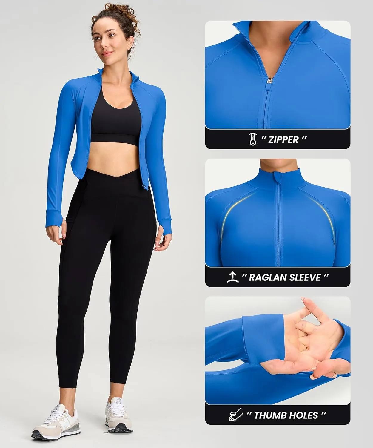 Womens Zip Up Bbl Jacket Lightweight Cropped Athletic Jacket Track Gym Workout Jackets for Running Yoga Hiking