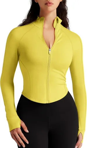 Womens Zip Up Bbl Jacket Lightweight Cropped Athletic Jacket Track Gym Workout Jackets for Running Yoga Hiking