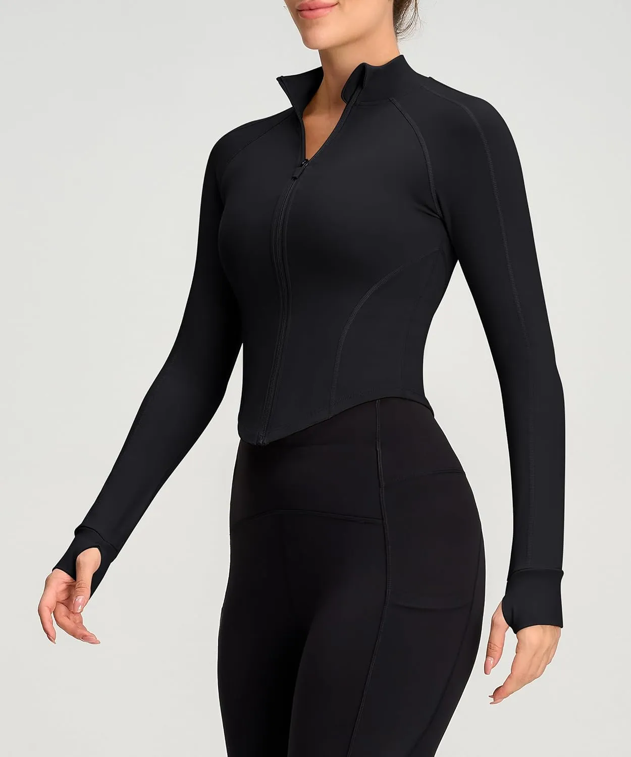 Womens Zip Up Bbl Jacket Lightweight Cropped Athletic Jacket Track Gym Workout Jackets for Running Yoga Hiking