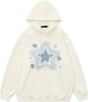 Y2k Star Hoodie Men Women Aesthetic Oversized Hoodies Grunge Emo Graphic Hoodies Pullover Hip Hop Streetwear