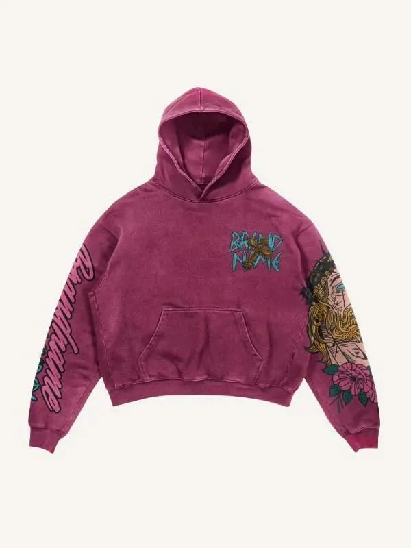 Y2K sweatshirt with hip-hop letter print oversized men's and women's hoodies, casual loose solid Gothic top
