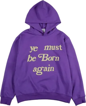 Ye Must Be Born Again Hoodie Hip Pop Rapper Graphic Print Unisex Long Sleeve Heavyweight Hooded For Unisex Grey