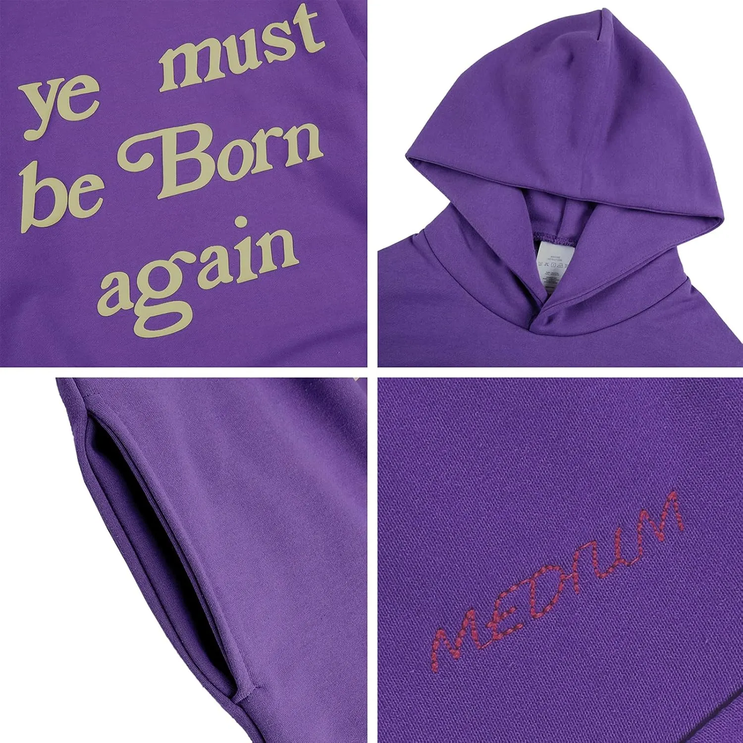 Ye Must Be Born Again Hoodie Hip Pop Rapper Graphic Print Unisex Long Sleeve Heavyweight Hooded For Unisex Grey