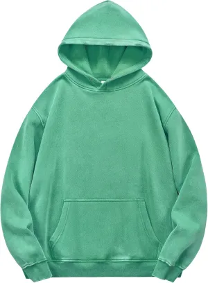 YND Womens Oversized Acid Wash Hoodie, Heavyweight Vintage Pullover, Fleece Cotton Sweatshirt for Couples, Unisex Streetwear