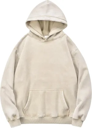 YND Womens Oversized Acid Wash Hoodie, Heavyweight Vintage Pullover, Fleece Cotton Sweatshirt for Couples, Unisex Streetwear
