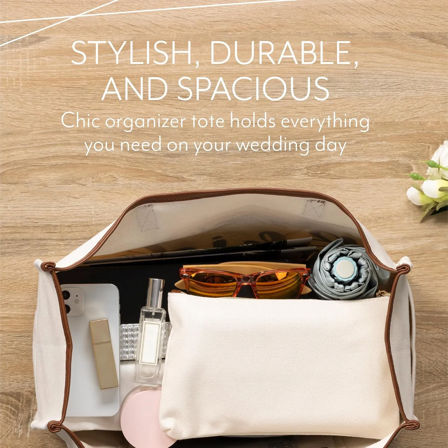 Your Perfect Day Bride Bag - Large Bridal Mrs Bag for Wedding & Honeymoon - With Zip Pocket and Bonus Vanity Case