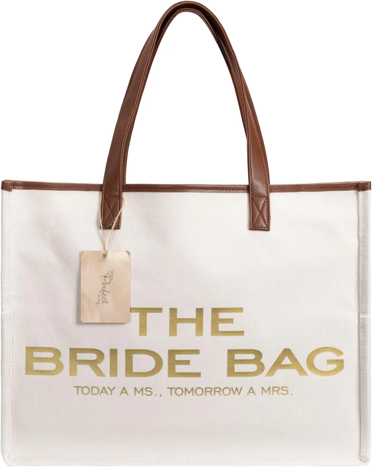 Your Perfect Day Bride Bag - Large Bridal Mrs Bag for Wedding & Honeymoon - With Zip Pocket and Bonus Vanity Case